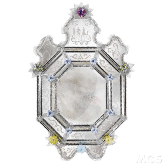 Antelmi Mirror, Hand engraved mirror in Venetian style