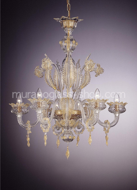 275 series Chandeliers, Chandelier at six lights with 24k gold decoration