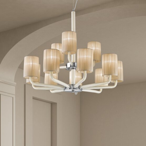 Can Can Chandelier, Chandelier in gray color with lampshades